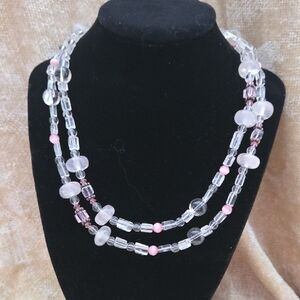 Elegant Pink and Clear Beaded Necklace
